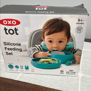 OXO Tot Silicone Feeding Set - Aqua